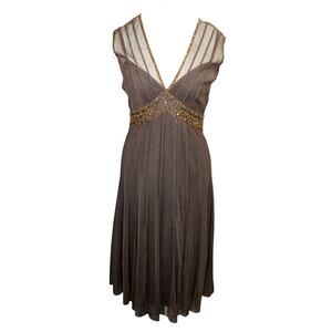 ECI New York Beaded Cocktail Dress – Sheer Mesh Overlay – Size 14 (EUC)